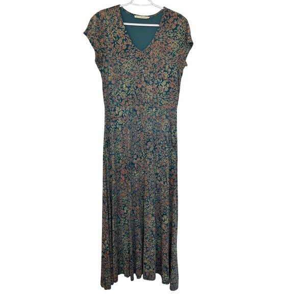Peruvian Connection Cotton Modal Floral Anneliese Short Sleeve Maxi Dress Size M - Picture 1 of 8